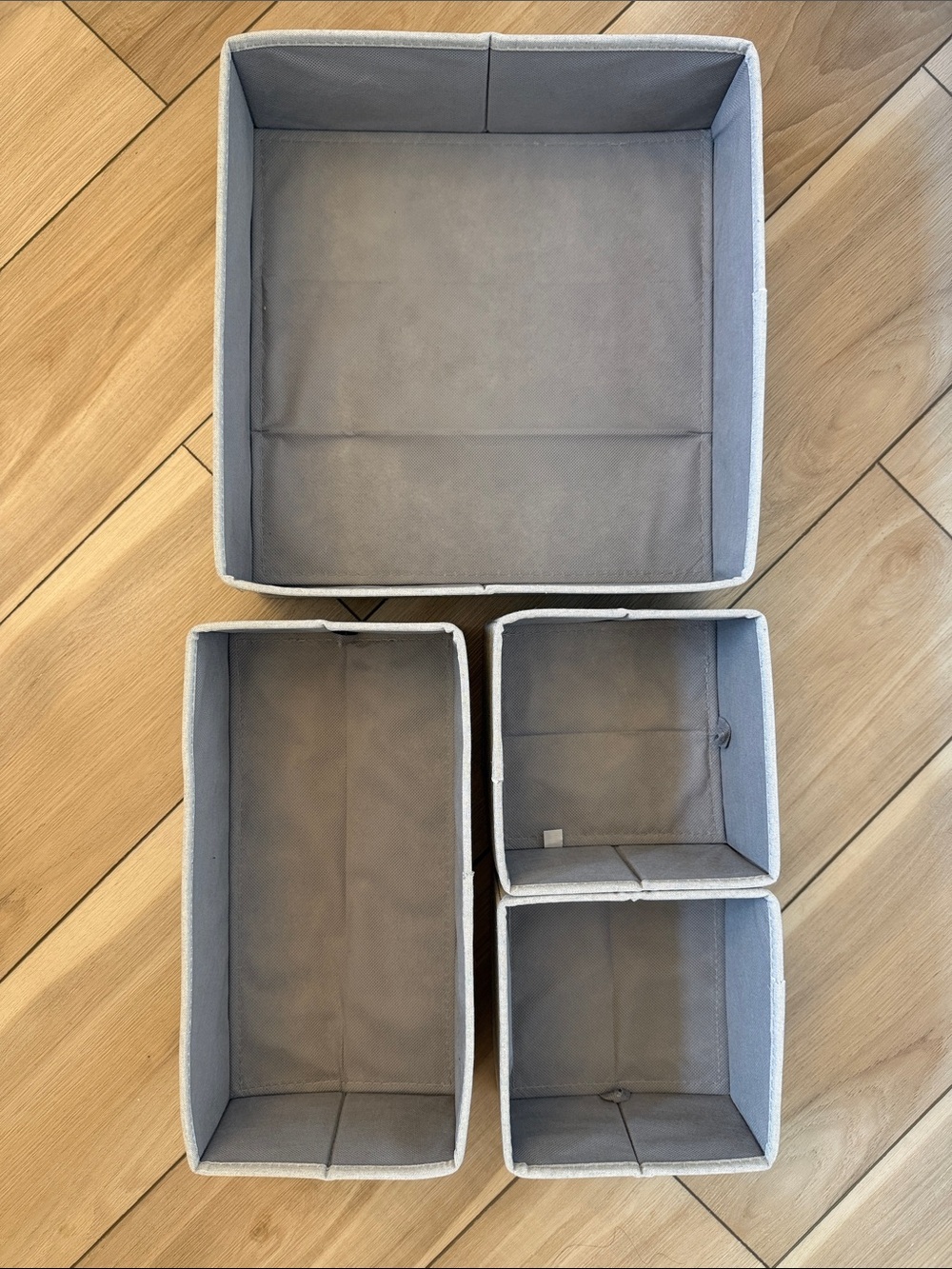 Fabric Drawer Organizers - Light Gray Set of 4
